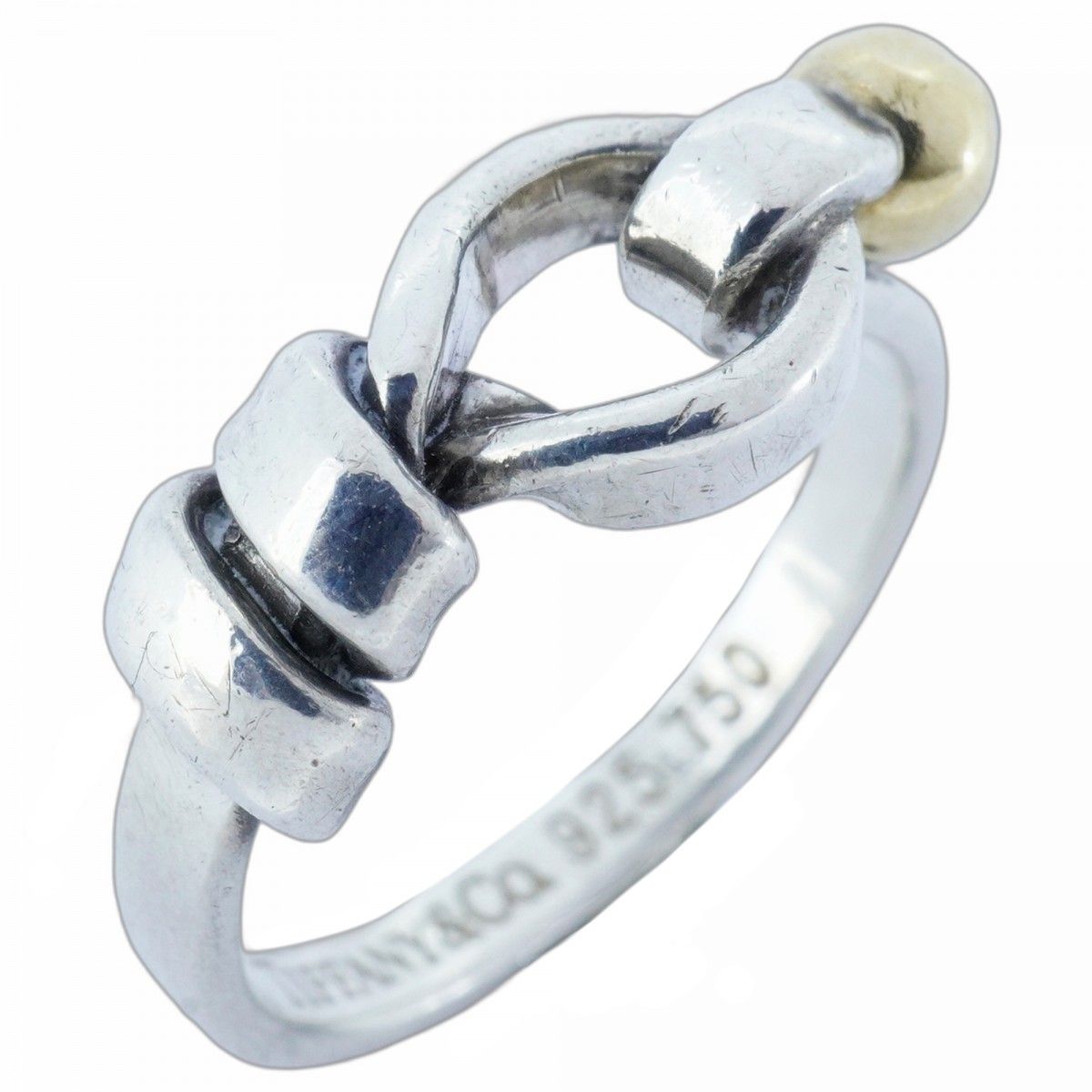 5jmb0690 ティファニー リング フック&アイ K18YG イエローゴールド シルバー925 4.5号 レディース