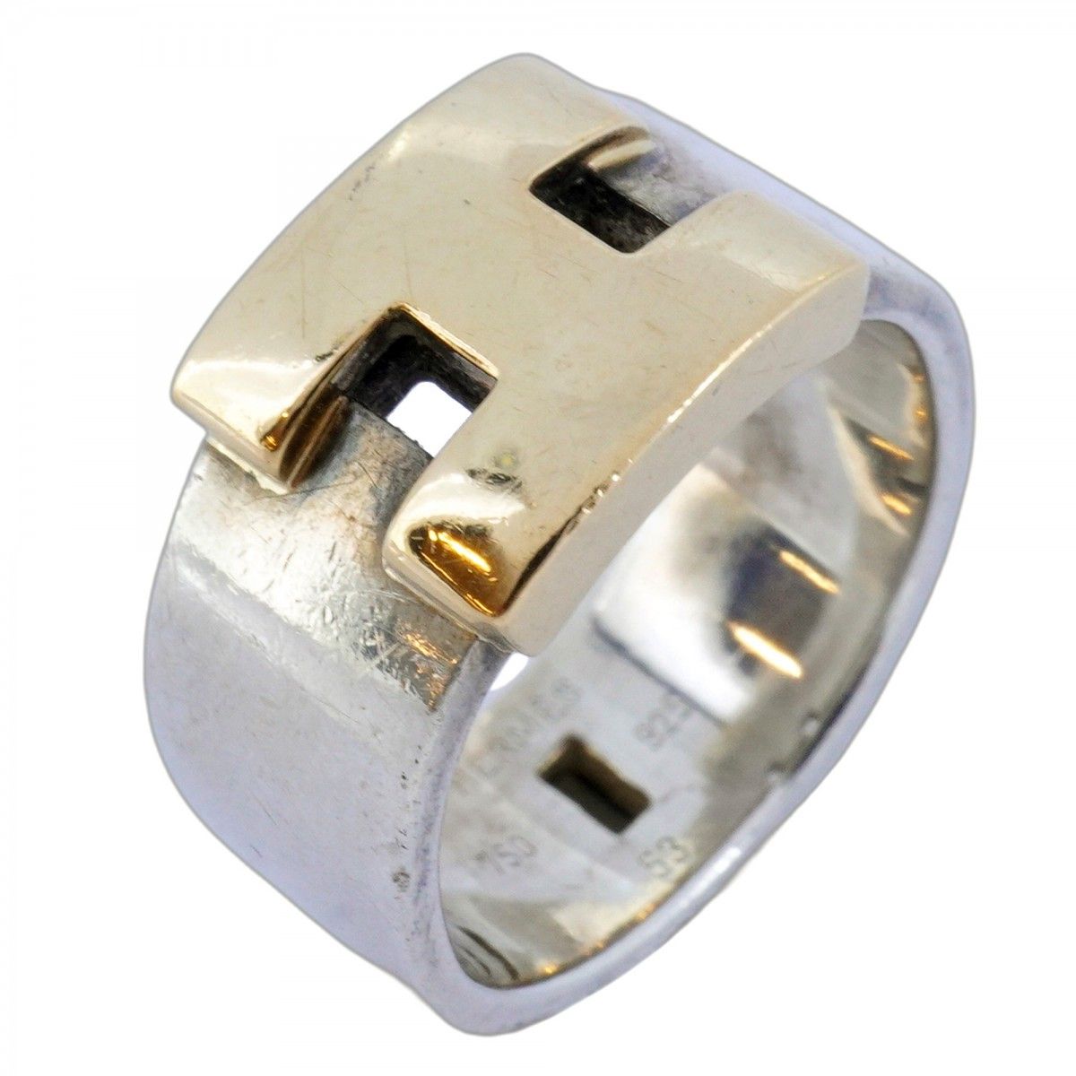 5 jmb 0692 エルメス リング ヘラクレス K 18 YG イエローゴールド シルバー925 ＃53 レディース