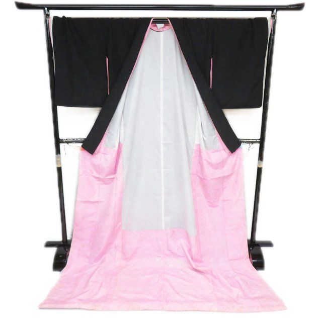 引き摺り 引摺り 引きずり 舞台衣装 着物 ポリエステル 鼓模様 黒色 身丈217cm 裄72.5cm きもの北條 A1293-16