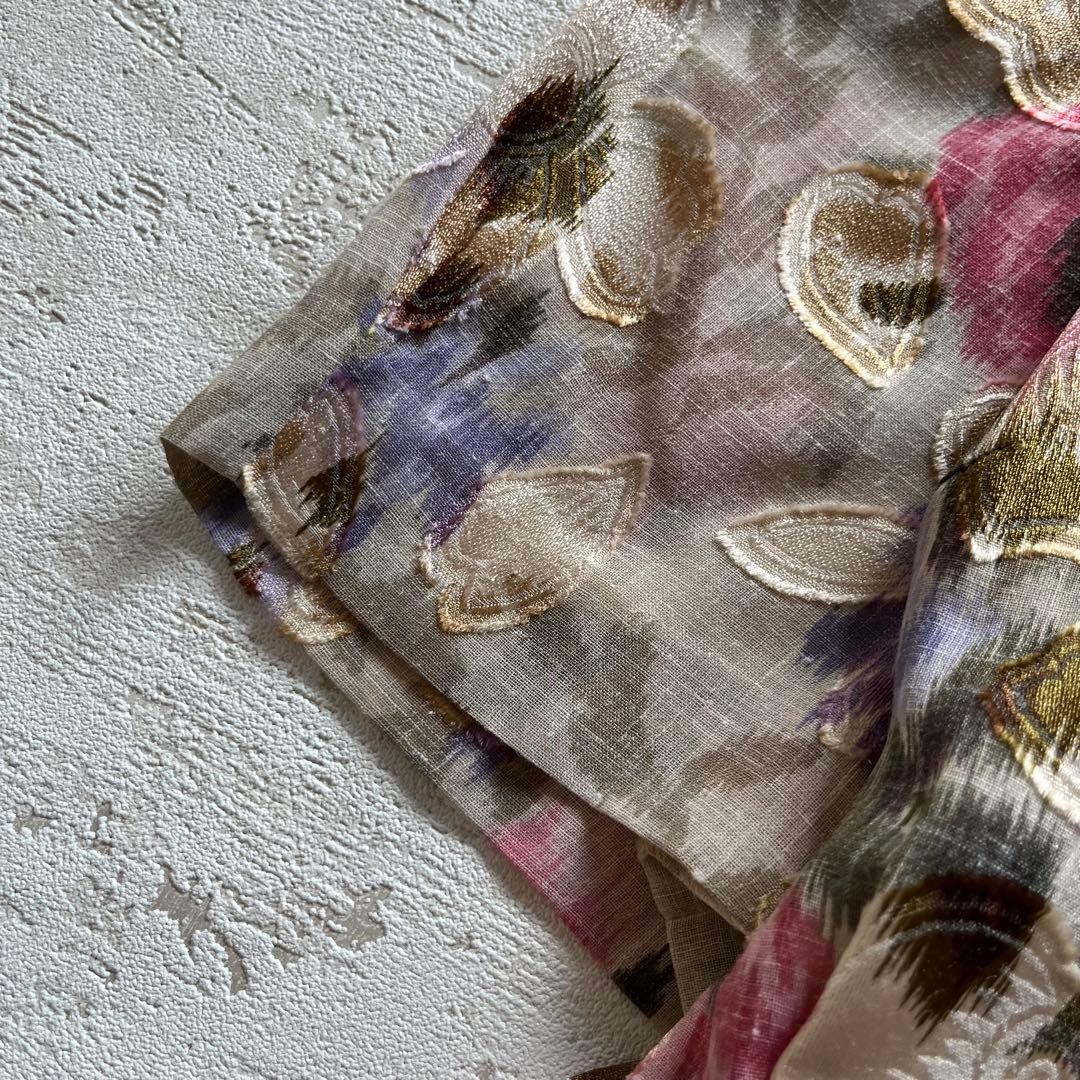  昭和レトロ花柄刺繍入り半袖ロングワンピーススクエアネックフリーサイズベージュP 1 半袖 その他