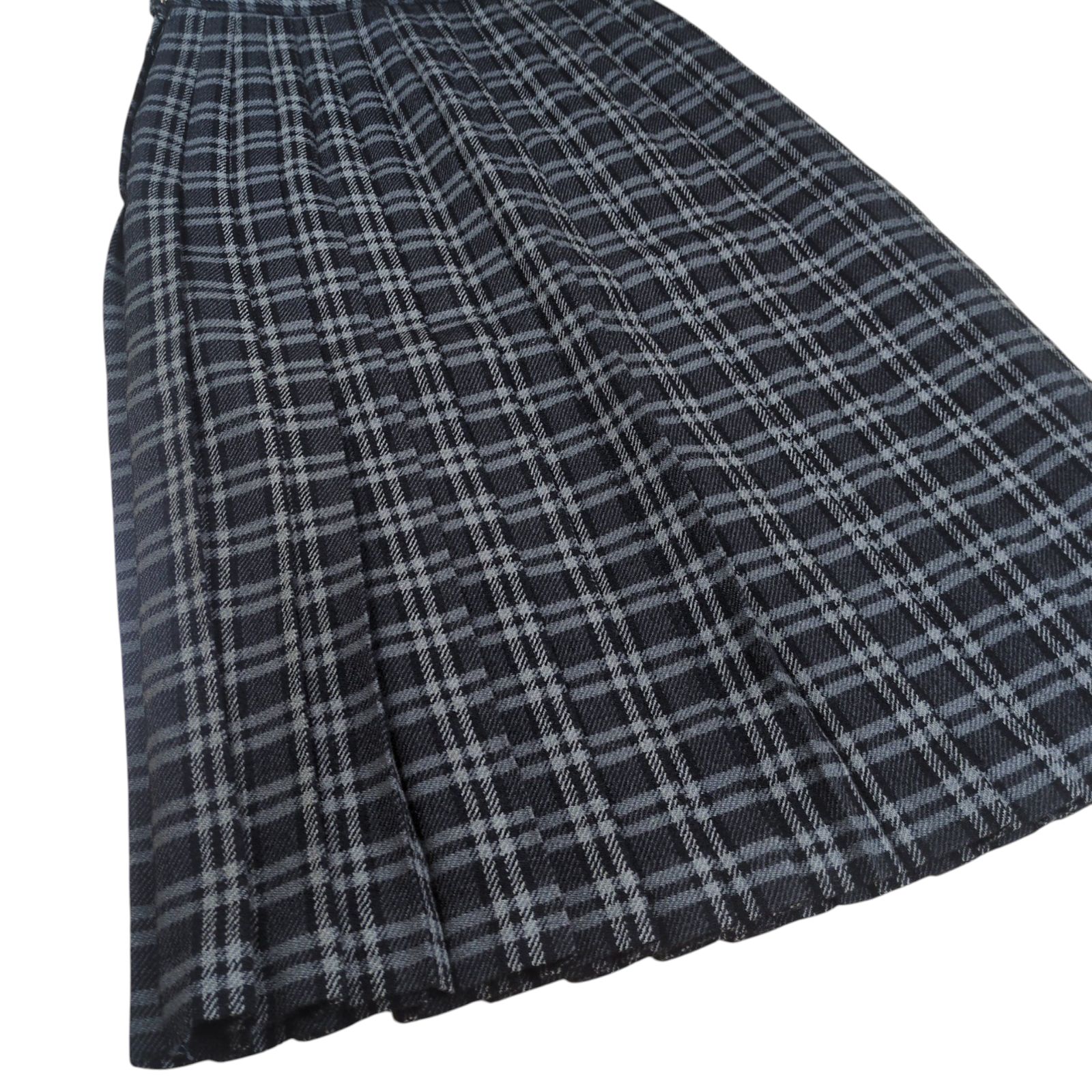 COMME des GARCONS 1980 s Check Pattern Wool Pleats Skirt GULLKHAN_COM
