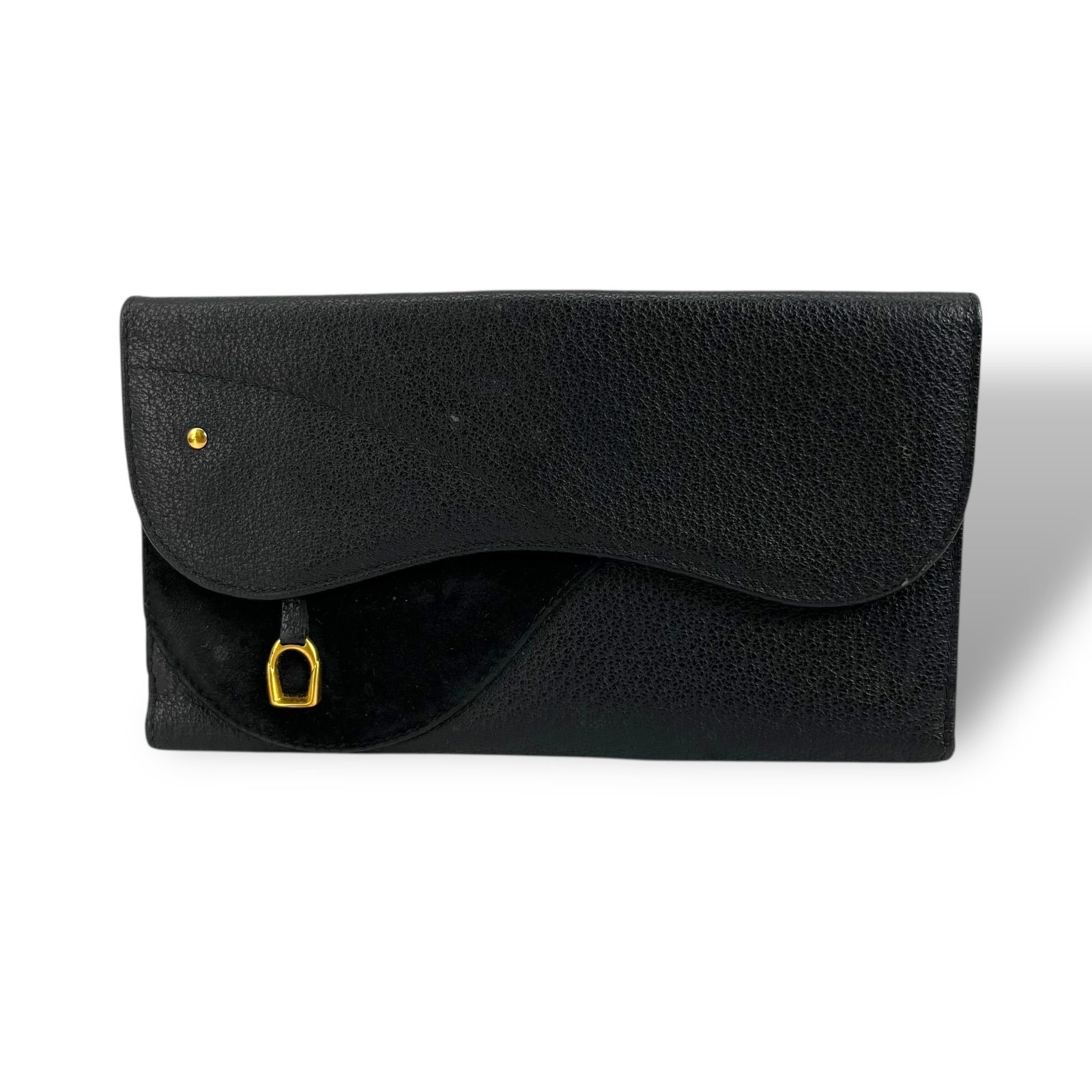 GUCCI グッチ 長財布 メンズ グッチ スエード ホースビッド Wホック ブラック 黒 レザー 5170