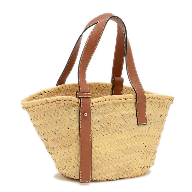 ロエベ バスケット スモール かごバッグ ラフィア/レザー ナチュラル