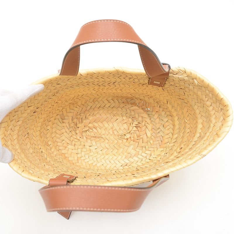 ロエベ バスケット スモール かごバッグ ラフィア/レザー ナチュラル