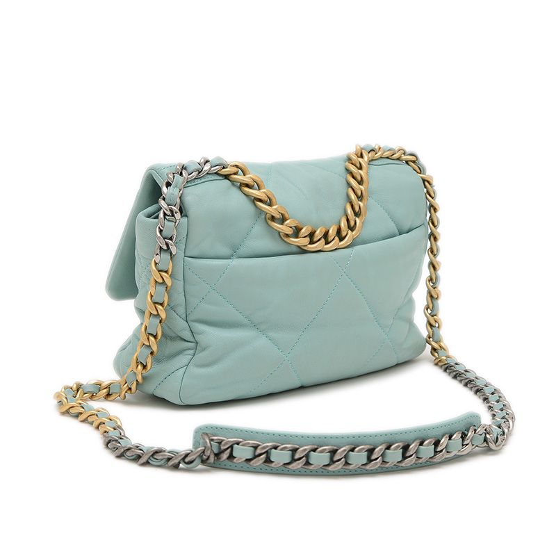 シャネル シャネル19 ディズヌフ ラムスキン チェーンショルダーバッグ ブルー