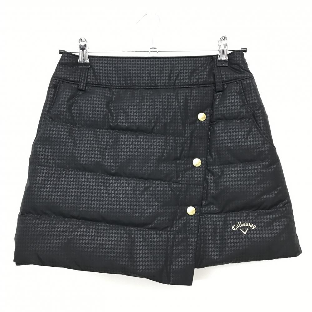 超 キャロウェイ ダウンスカート 黒 ダイヤ柄地模様 ダウン60％ レディース SS ゴルフウェア Callaway