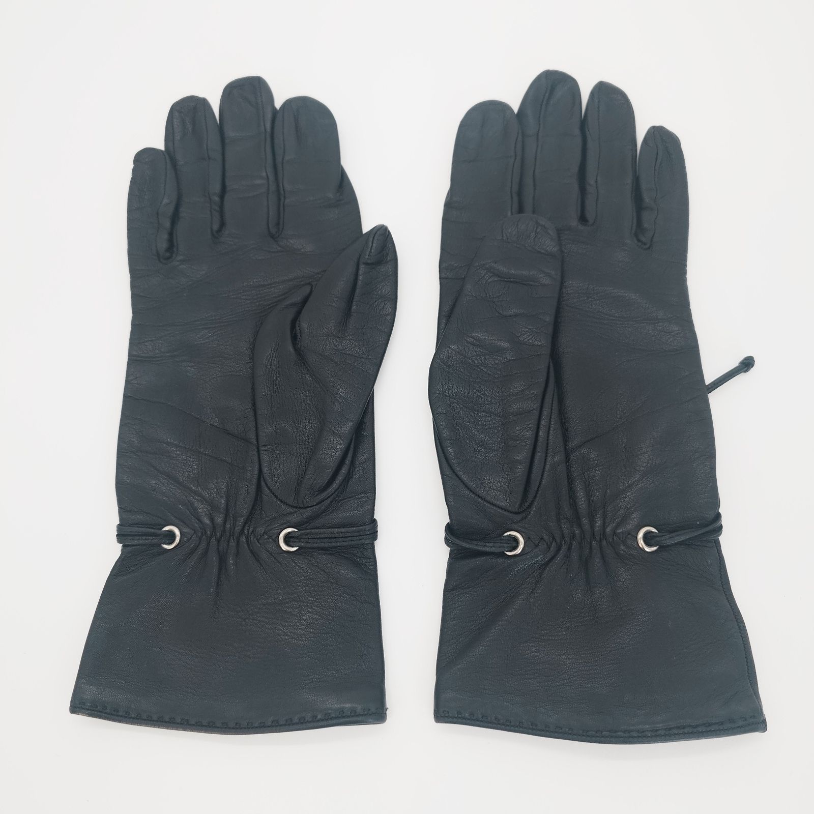 HERMES エルメス グローブ 手袋 レザー ブラック Vintage