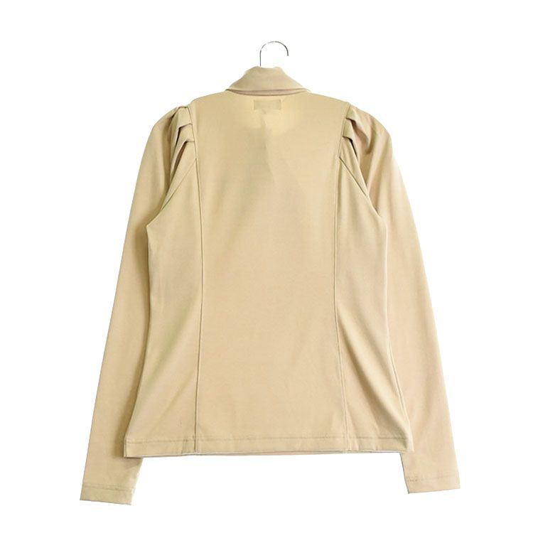 新古品 CPGゴルフ｜レディース｜1 S相当 ｜袖タックボウタイ長袖ポロシャツ 2025年モデル ｜ベージュ系｜春秋｜古着ゴルフウェア