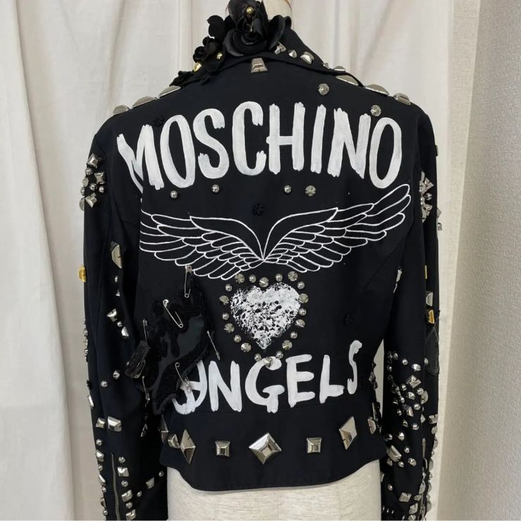 MOSCHINO モスキーノ ジャケット ライダース スタッズ 黒 - メルカリ