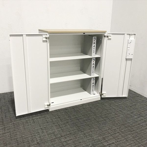 両開き書庫 エディア シングルベース型 天板付 コクヨ ホワイト