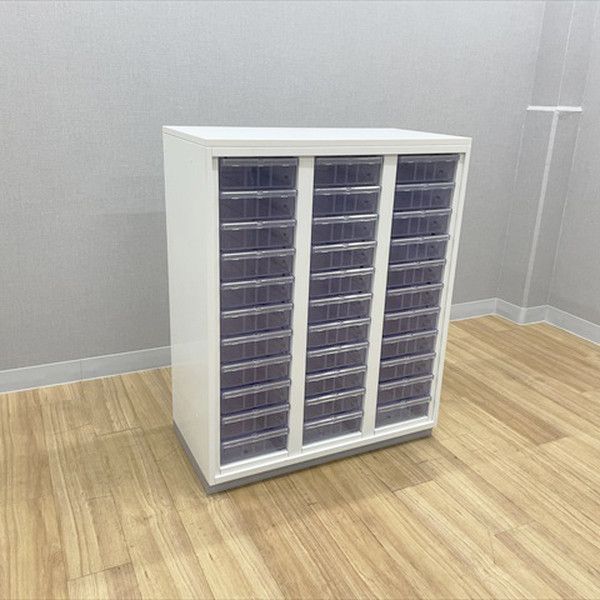 トレイキャビネット A4対応 天板付 ホワイト ファイルキャビネット