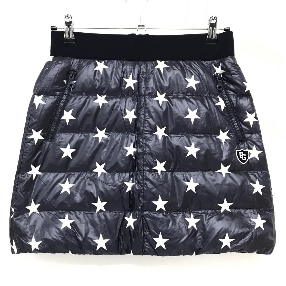 超 パーリーゲイツ リバーシブルダウンスカート ネイビー×白 星柄 裏無地 レディース 0 S ゴルフウェア PEARLY GATES