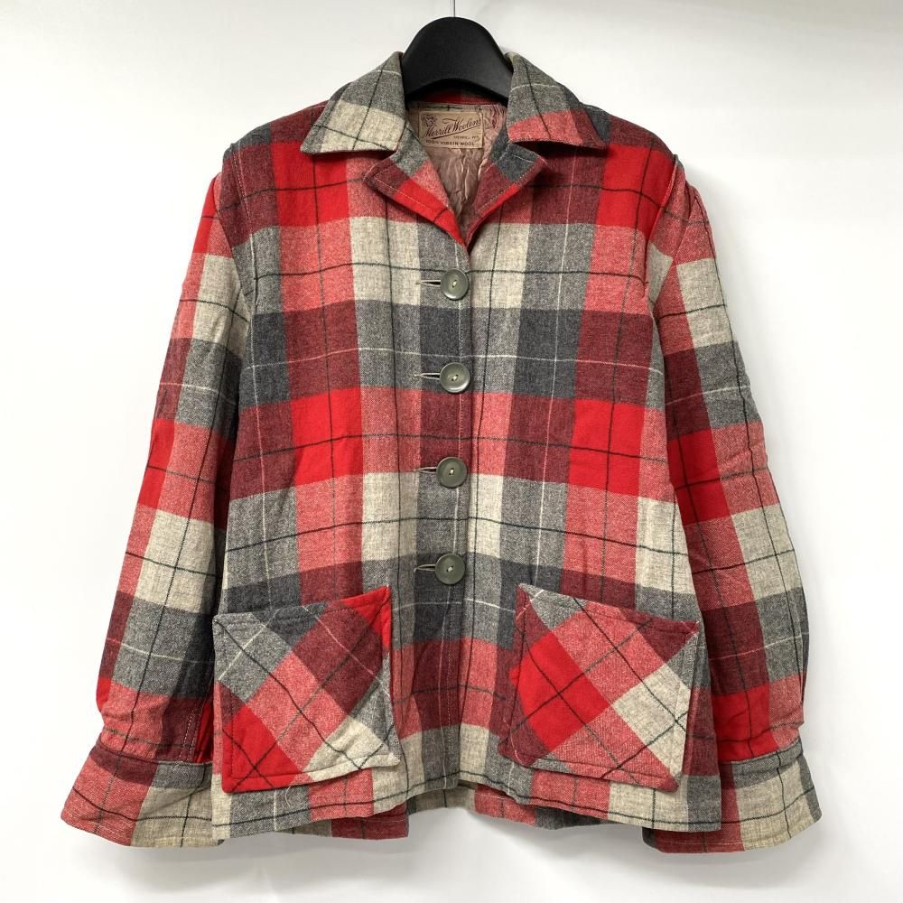 50s Merrill Woolens ウールシャツジャケット サイズ表記なし レッド 襟部分破れ有 17