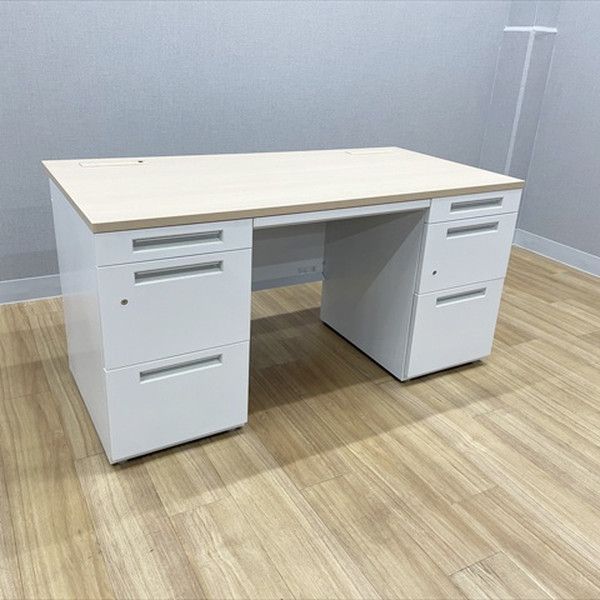 両袖デスク オフィスデスク デュエナ Sタイプ W1400 イナバ ナチュラルウッド