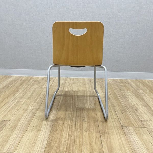  会議椅子 スタッキング 肘無 ビスキオ コクヨ 木目 ブルー 回転式座面 オフィスチェア ワークチェア 椅子 チェア