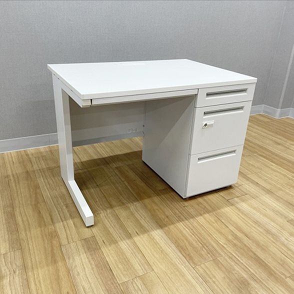 片袖デスク 3段袖 オフィスデスク スカエナ Sタイプ ダイヤル錠 W1000 内田洋行 ウチダ ピュアホワイト