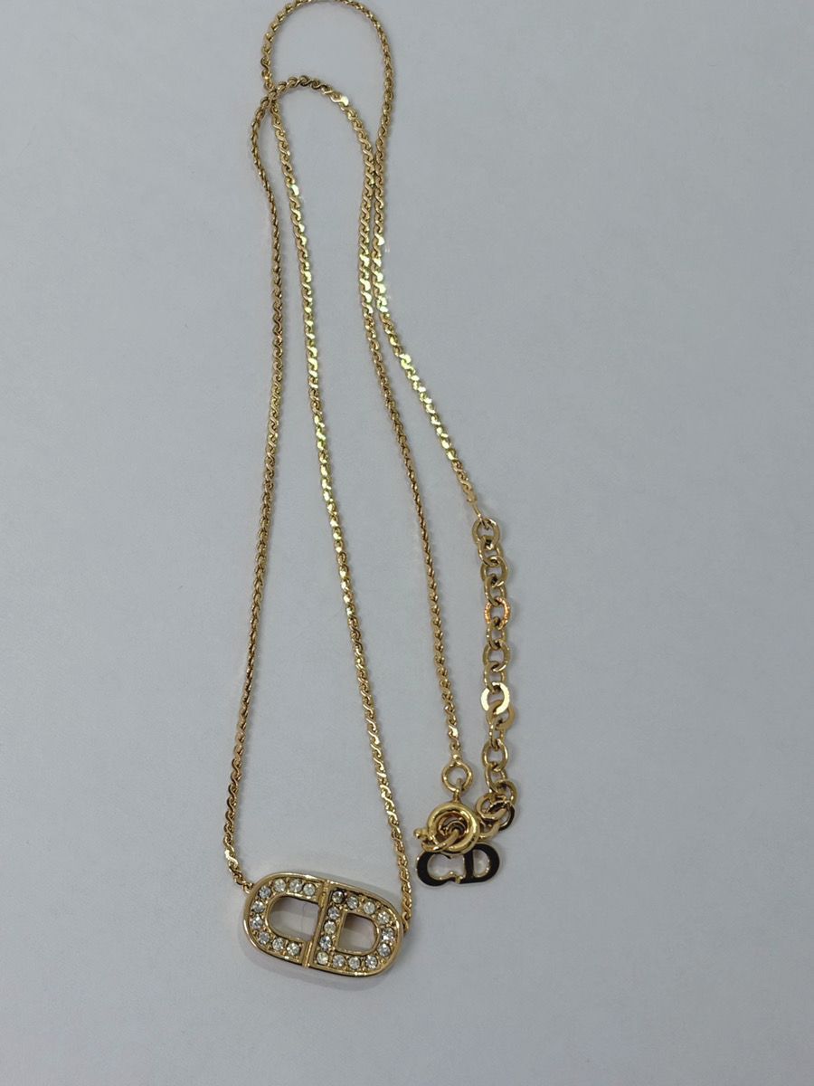 クリスチャンディオール Christian Dior ネックレス ロゴ ラインストーン
