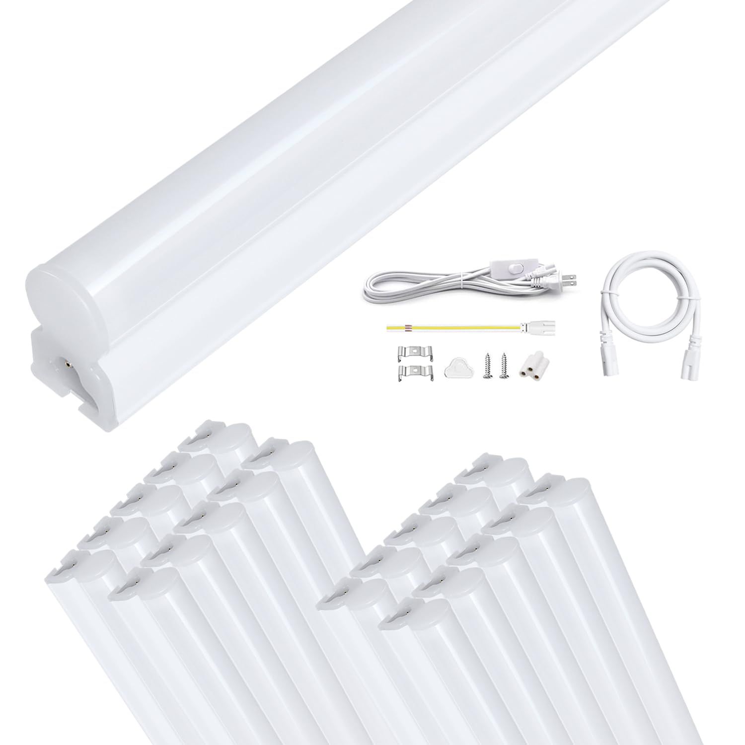 昼白色 1500 LM超高輝度 器具一体型 led蛍光灯 20Ｗ形 T 5直管 57 cm 9 5 W省エネ 照明器具 100 V 200 V低発熱 スリム蛍光管 高演色 間接照明 病院 学校 配線工事不要 昼白色57 20本