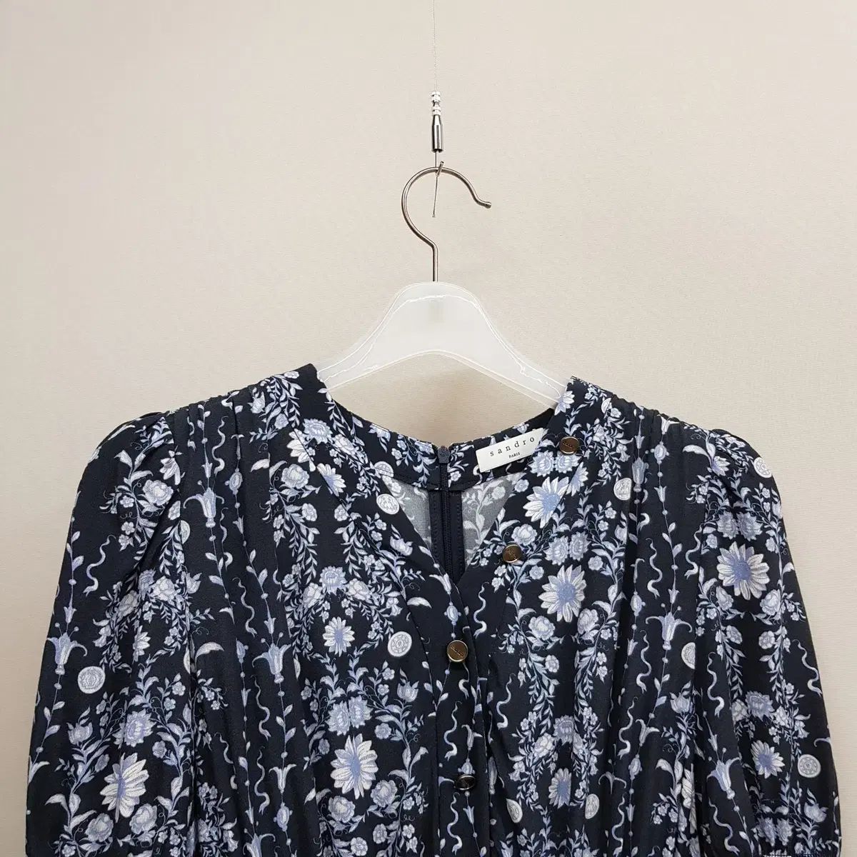 サンドロ 2021 フラワー パータン シャーリング ロング ONE PIECE 43 サイズ