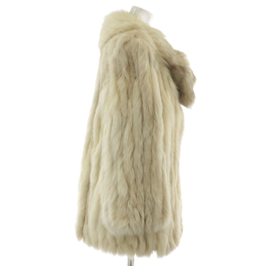 銀サガ ファーコート アウター 毛皮 フォックス ミドル 11 L 白 ホワイト 茶色 ブラウン XZ GY18