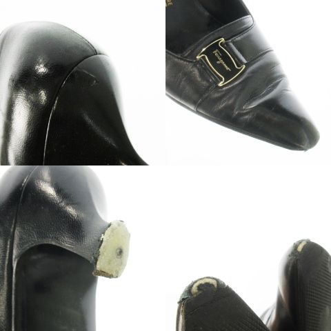  サルヴァトーレフェラガモ Salvatore Ferragamo NAVITAS パンプス ミドルヒール ポインテッドトゥ レザー 革 ヴァラ ロゴ 6 23.0 cm 黒 ブラック CK 9 GY 99 その他 トップス