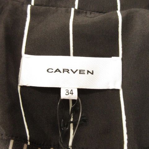 優しさ カルヴェン CARVEN シルクワンピース ロング オープン 半袖 絹 ドット ストライプ 総柄 34 S～M 黒 ブラック AH14 GY99
