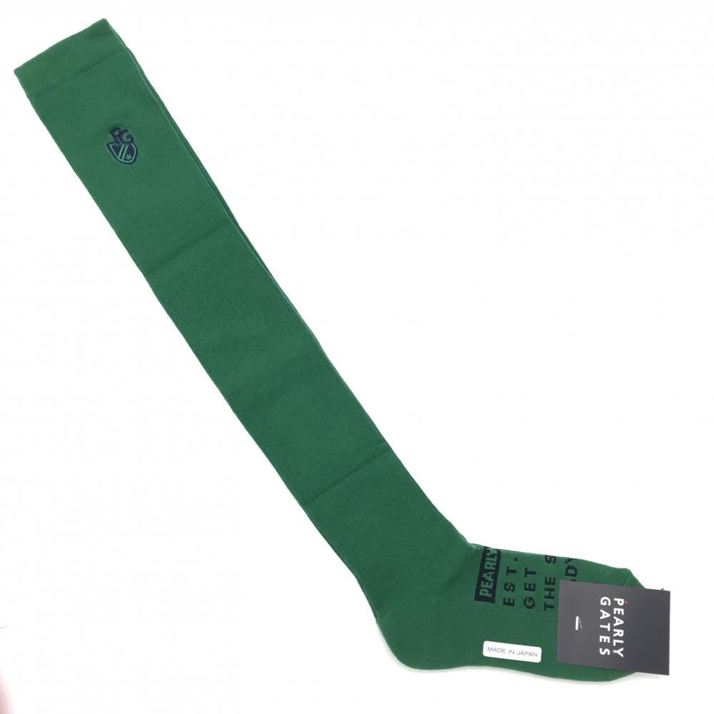 【新品】パーリーゲイツ ニーハイソックス グリーン×ネイビー ロゴ 日本製 レディース FR(22-24cm) ゴルフウェア PEARLY GATES