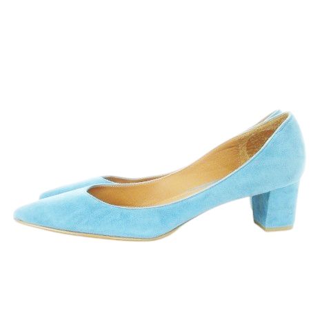 ピッピシック PIPPICHIC CHRISTEL7 パンプス スエード ミドルヒール ポインテッドトゥ 37.5 24.5cm 水色 ブルー |AH17 GY99