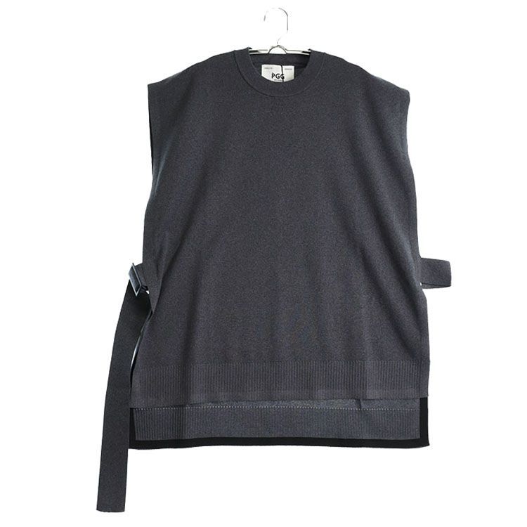 新古品 パーリーゲイツ|レディース|Mサイズ|PGGニットベスト |グレー系|春夏|古着ゴルフウェア