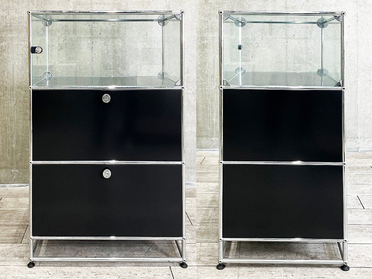 USMハラー 1列３段キャビネット ブラック D500 GRDDEX ショーケース