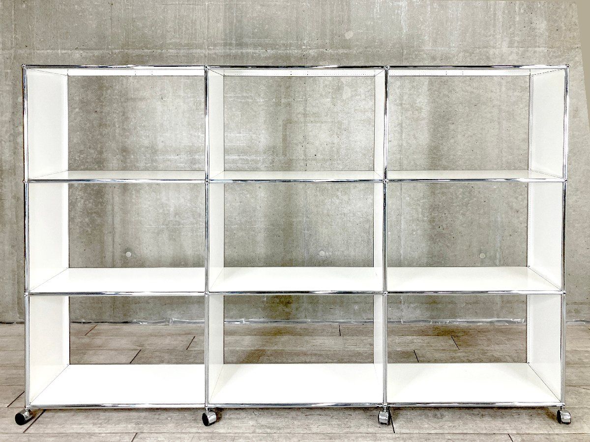 USMハラー 3列３段キャビネット ピュアホワイ D キャスター付き モジュラーシステム