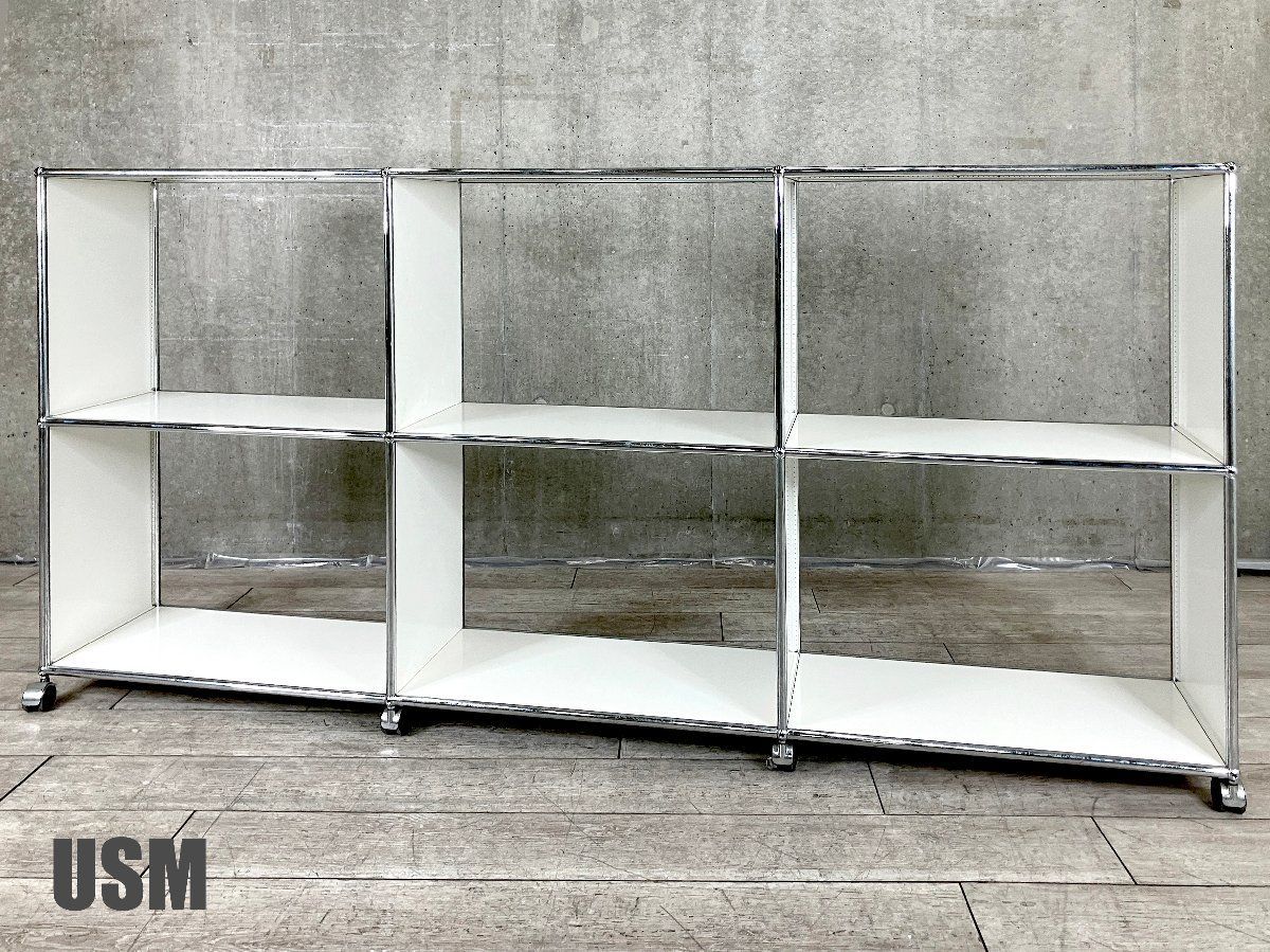 USMハラー 3列2段キャビネット ピュアホワイ D キャスター付き モジュラーシステム