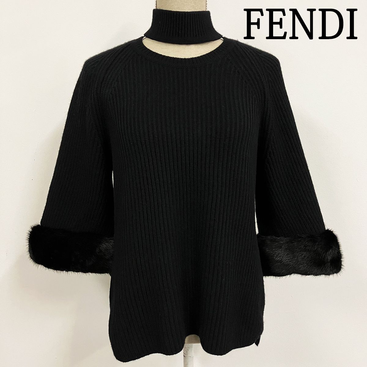 FENDI フェンディ カシミヤ ニット ファー サイズ38