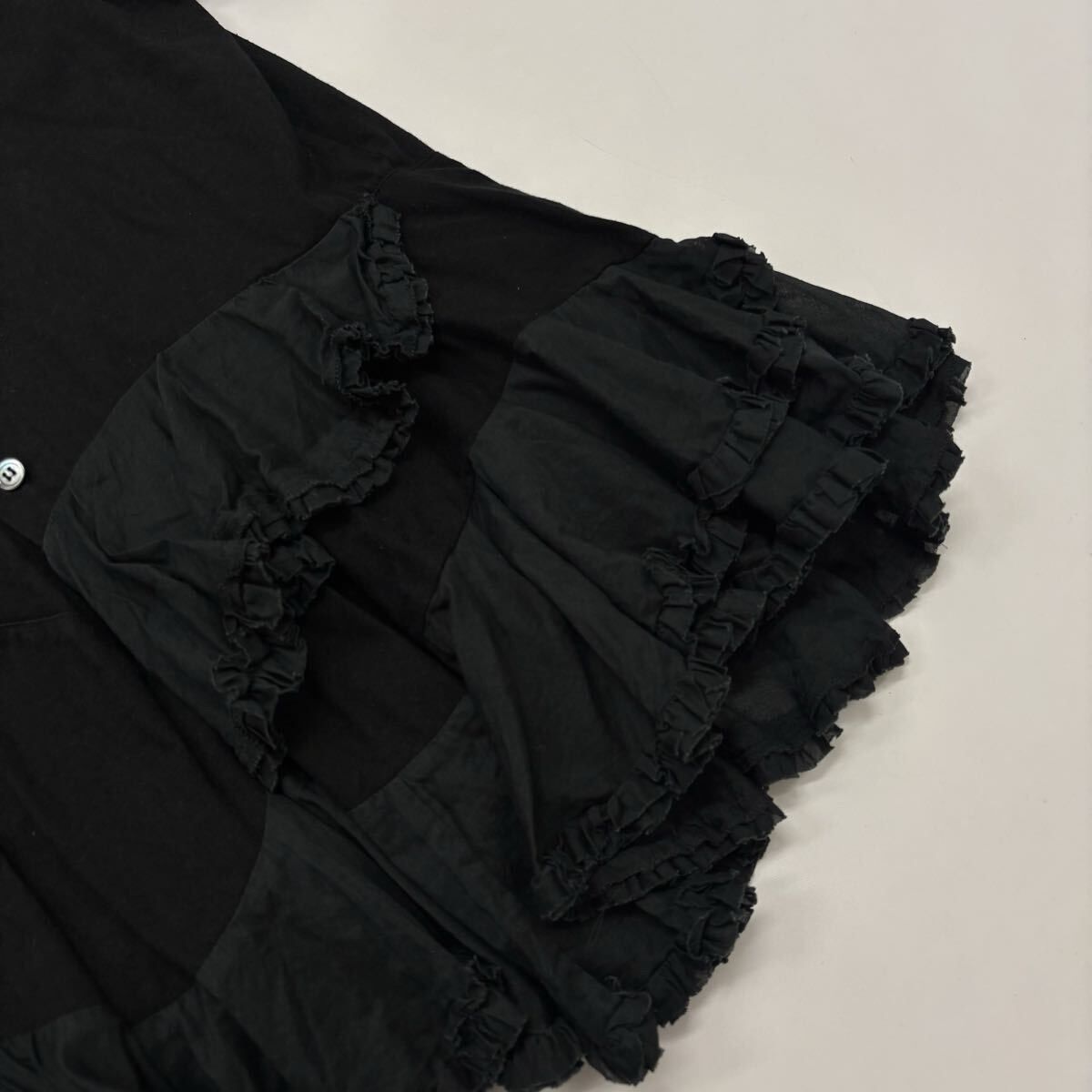  22 ss 2025 tao COMME des GARCONS タオ コム デ ギャルソン 丸襟 フリル カーディガン シャツ BLACK ブラック サイズ M 711-0090 長袖 シャツ ブラウス