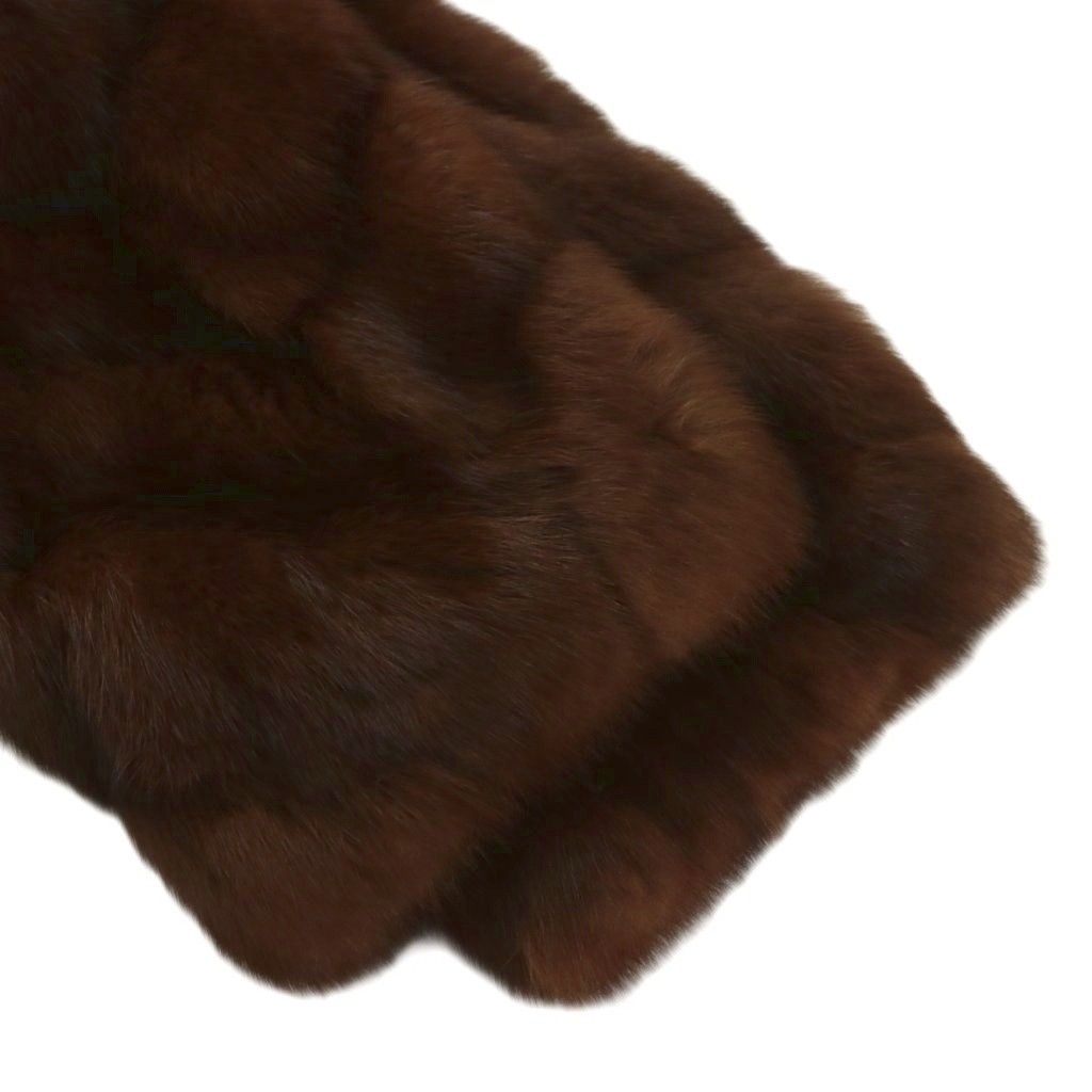 ノーブランド ファーコート アウター 毛皮 ミンク ミドル 裏地総柄 肩パッド 茶色 ブラウン XZ GY18 GULLKHAN_COM