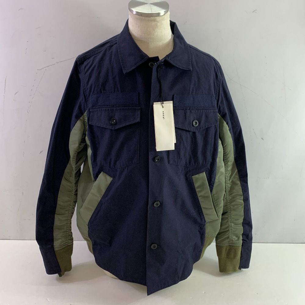 04w5216▽ sacai サカイ ワークシャツｘMA-1 ドッキングシャツジャケット SCM-054 サイズ3 ネイビーｘカーキ 八王子店