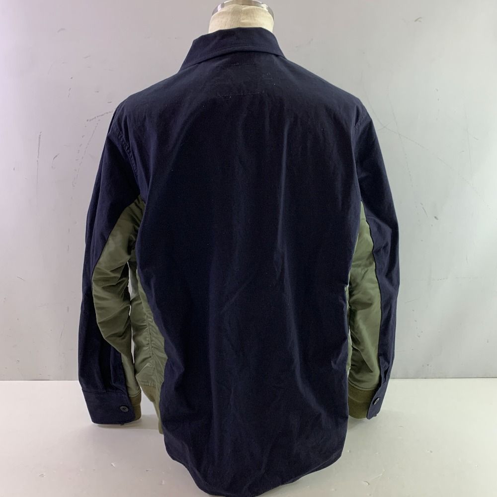 04w5216▽ sacai サカイ ワークシャツｘMA-1 ドッキングシャツジャケット SCM-054 サイズ3 ネイビーｘカーキ 八王子店