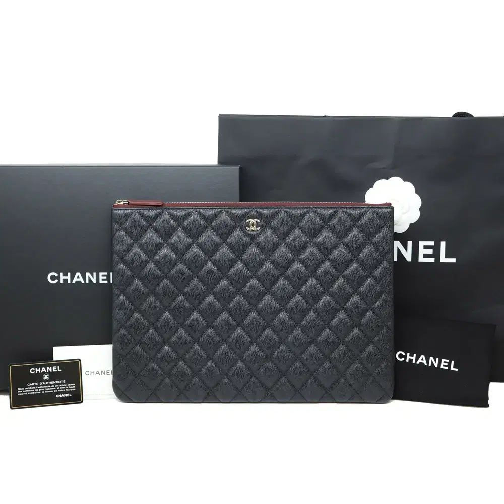 CHANEL シャネル クラシック キャビア ラージ ゴールド金具 ブラック クラッチバッグ フルセット 31番台