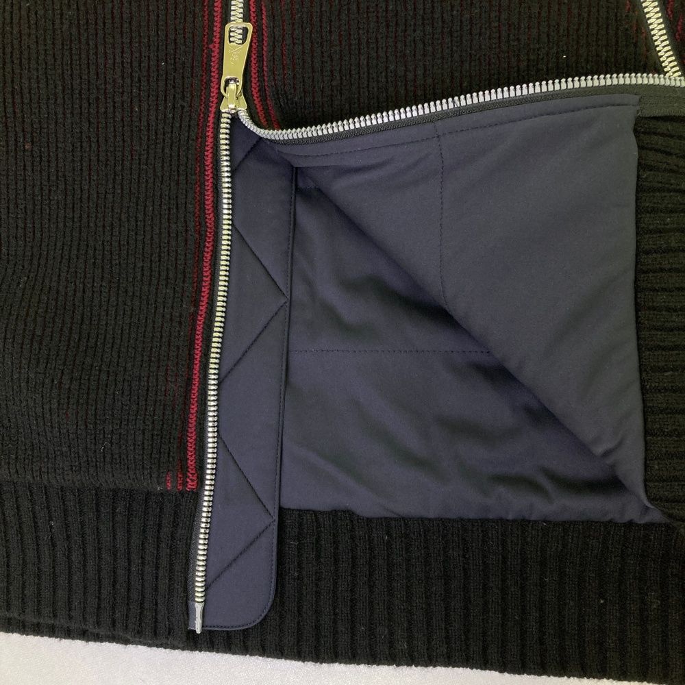 ウール混ニット切替 中綿ジャケット