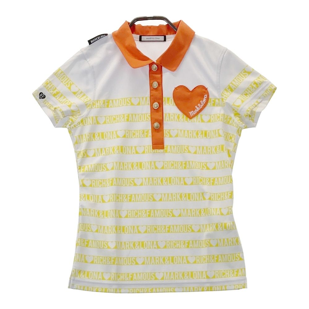 サイズ 36 MARK-LONA マークアンドロナ 半袖ポロシャツ ボーダー柄 イエロー系 240101538656 ゴルフウェア レディース ストスト