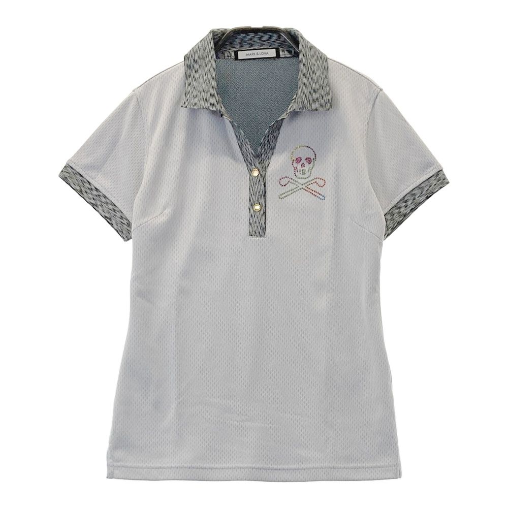 サイズ 36 MARK-LONA マークアンドロナ ストーンスカル 半袖ポロシャツ グレー系 240101538657 ゴルフウェア レディース ストスト