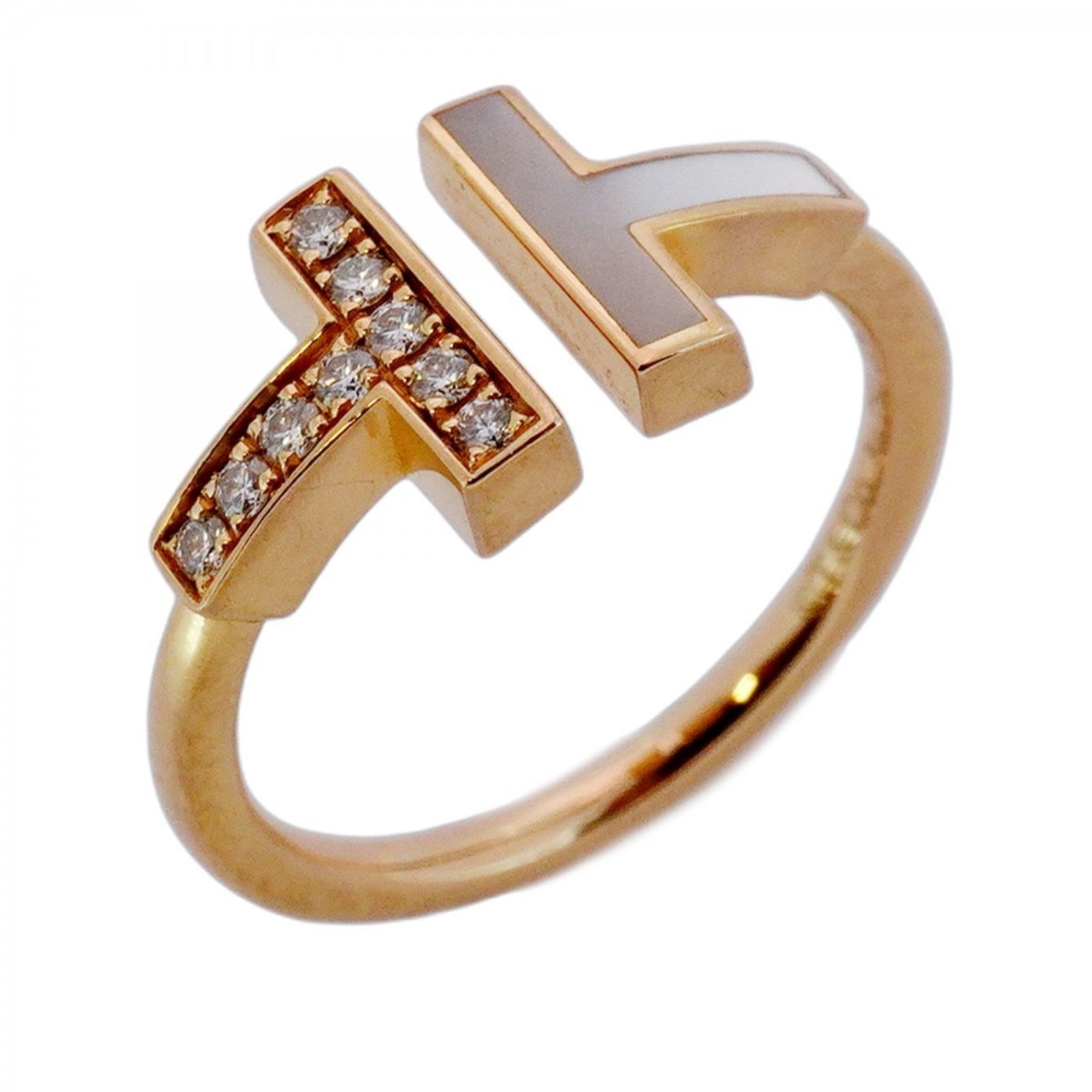 ティファニー Tiffany ティファニー リング Tワイヤー K18PG ピンクゴールド ダイヤモンド マザーオブパール 10号レディース