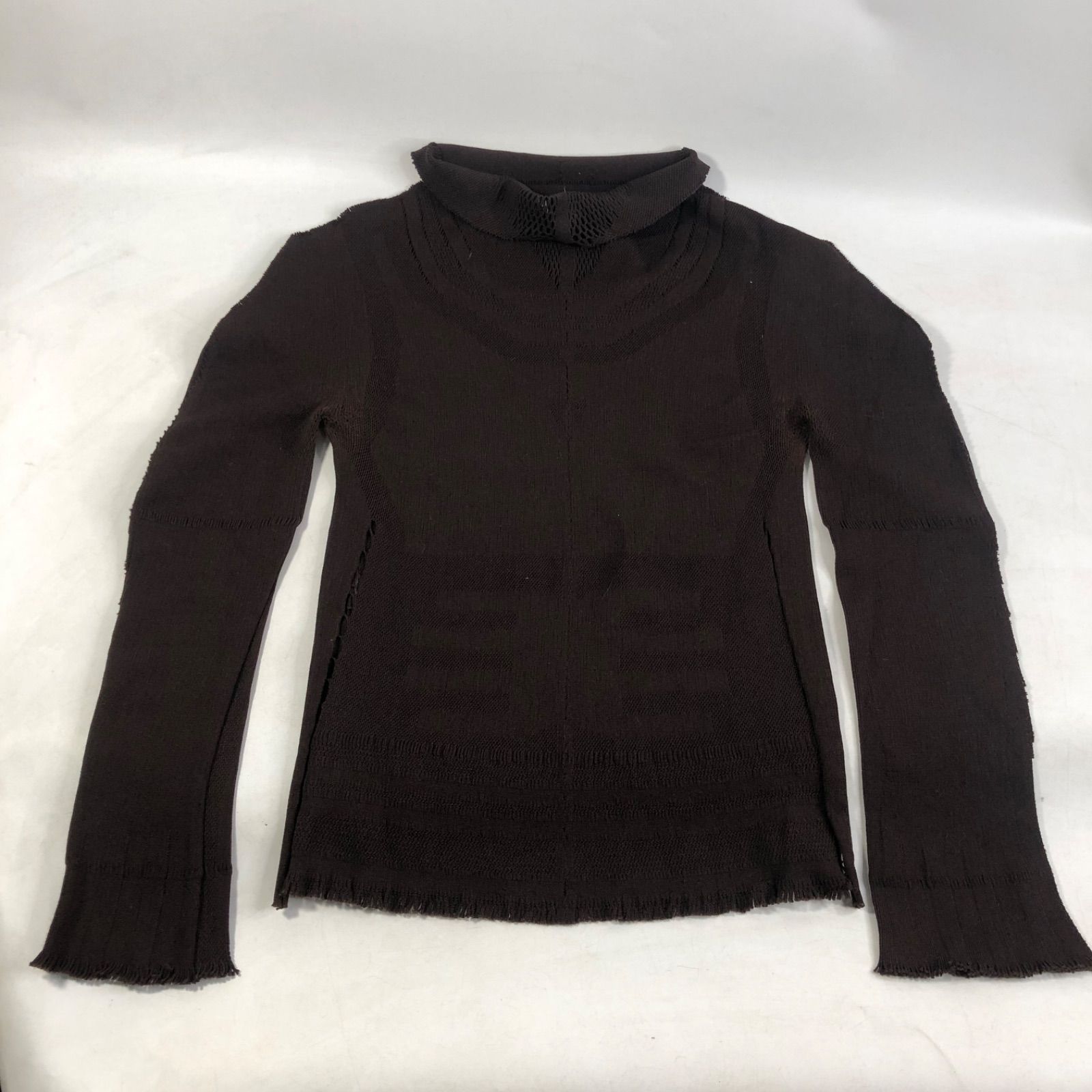 A1106-14-5 ISSEY MIYAKE イッセイ ミヤケ レディースタートルネック セーター ハイネック セーター 茶色 セーター size M IM93-KK090