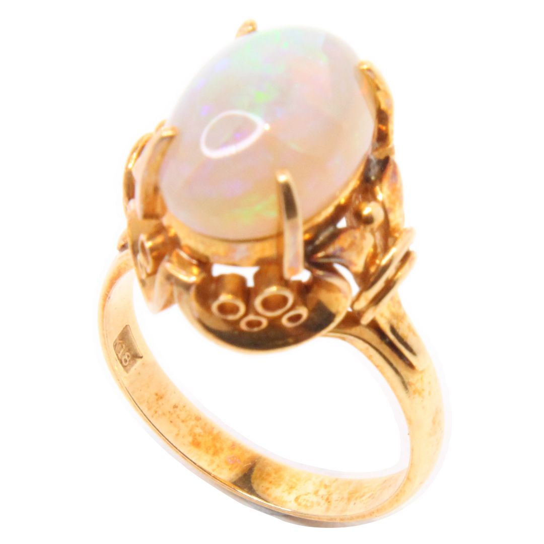 石付きゴールドリング 指輪 金 K18 刻印あり 5.7g 12号 アクセサリー レディース