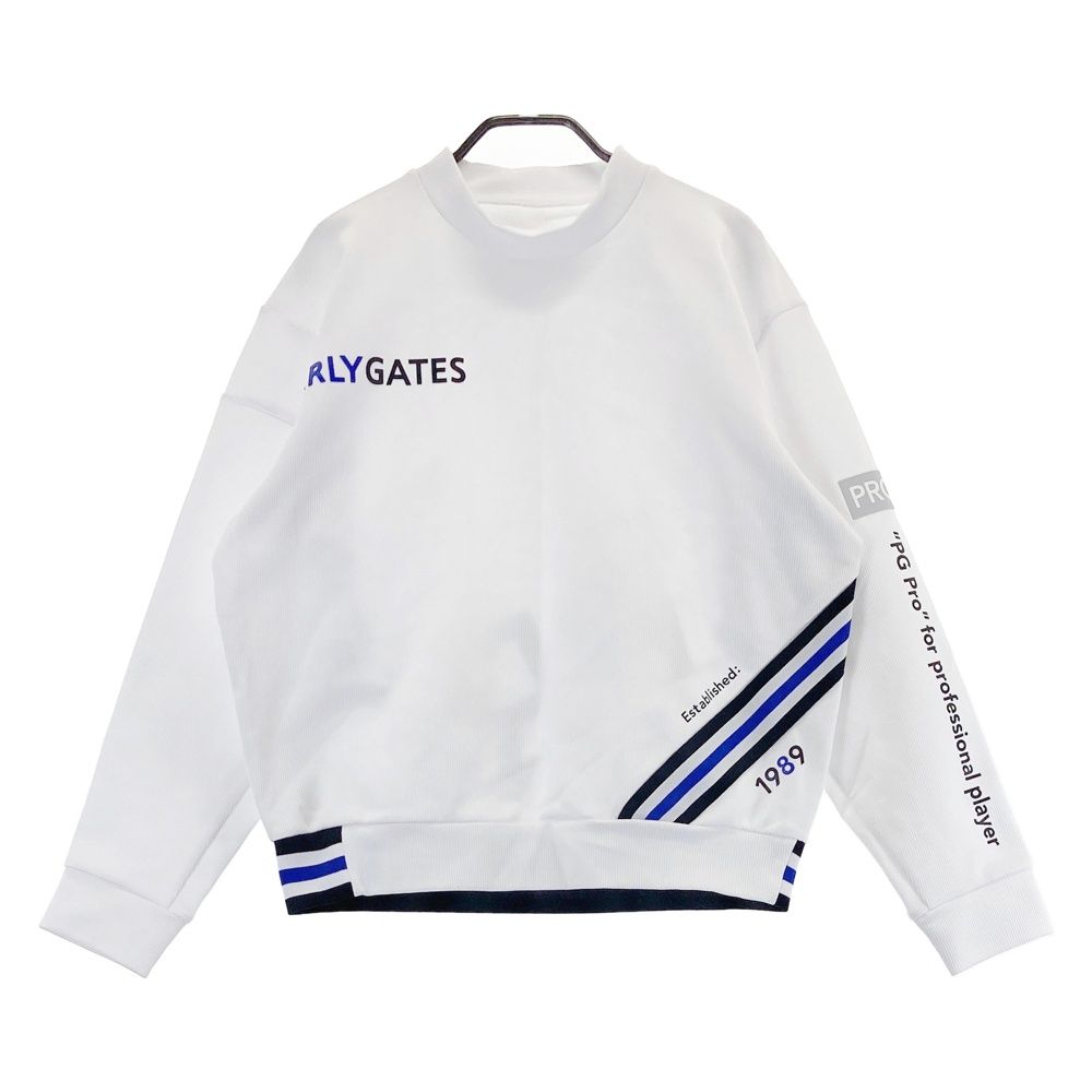 サイズ 1 PEARLY GATES パーリーゲイツ モデル 異素材切替 モックネック長袖Tシャツ ホワイト系 240101543006 ゴルフウェア レディース ストスト