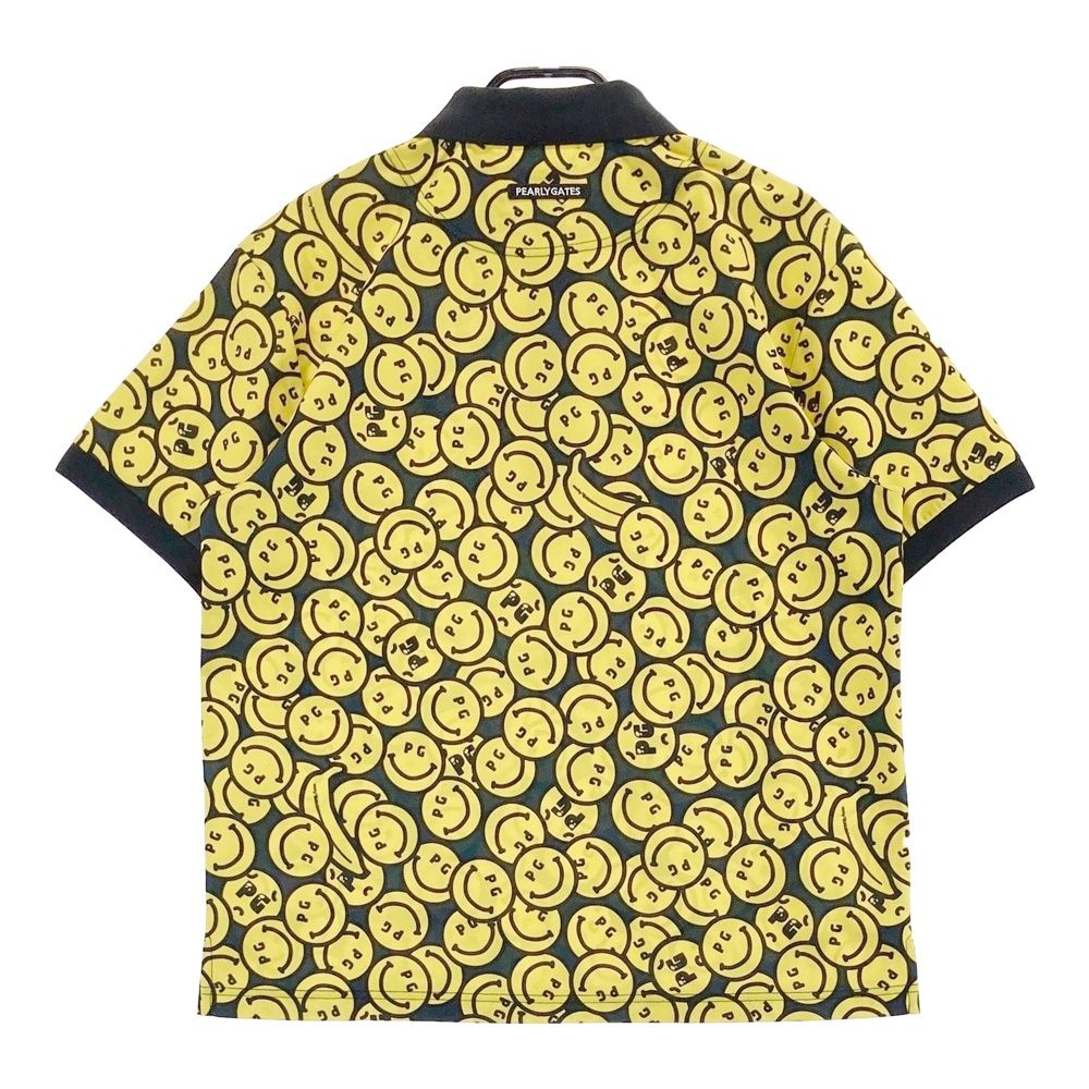 サイズ 5 PEARLY GATES パーリーゲイツ モデル 半袖ポロシャツ ニコちゃん 総柄 ブラック系 240101552156 ゴルフウェア メンズ ストスト