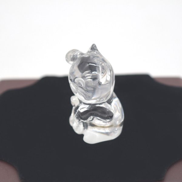 ネコ 招き猫の置物 水晶 天然石製 パワーストーン 4cm