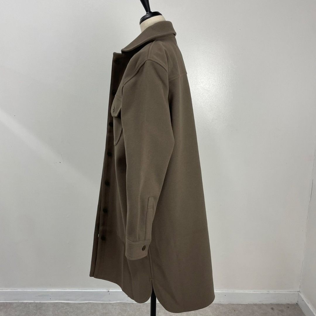 新品 Crocodile ロングコート Mサイズ ブラウン 茶 上品シルエット ウール混 シャツ風 デザイン 通勤 カジュアル 大人可愛い レディース アウター 秋冬服 クロコダイル ジャンバー プレゼント 贈り物 買い物 アウトドア 通勤 通学 レディース