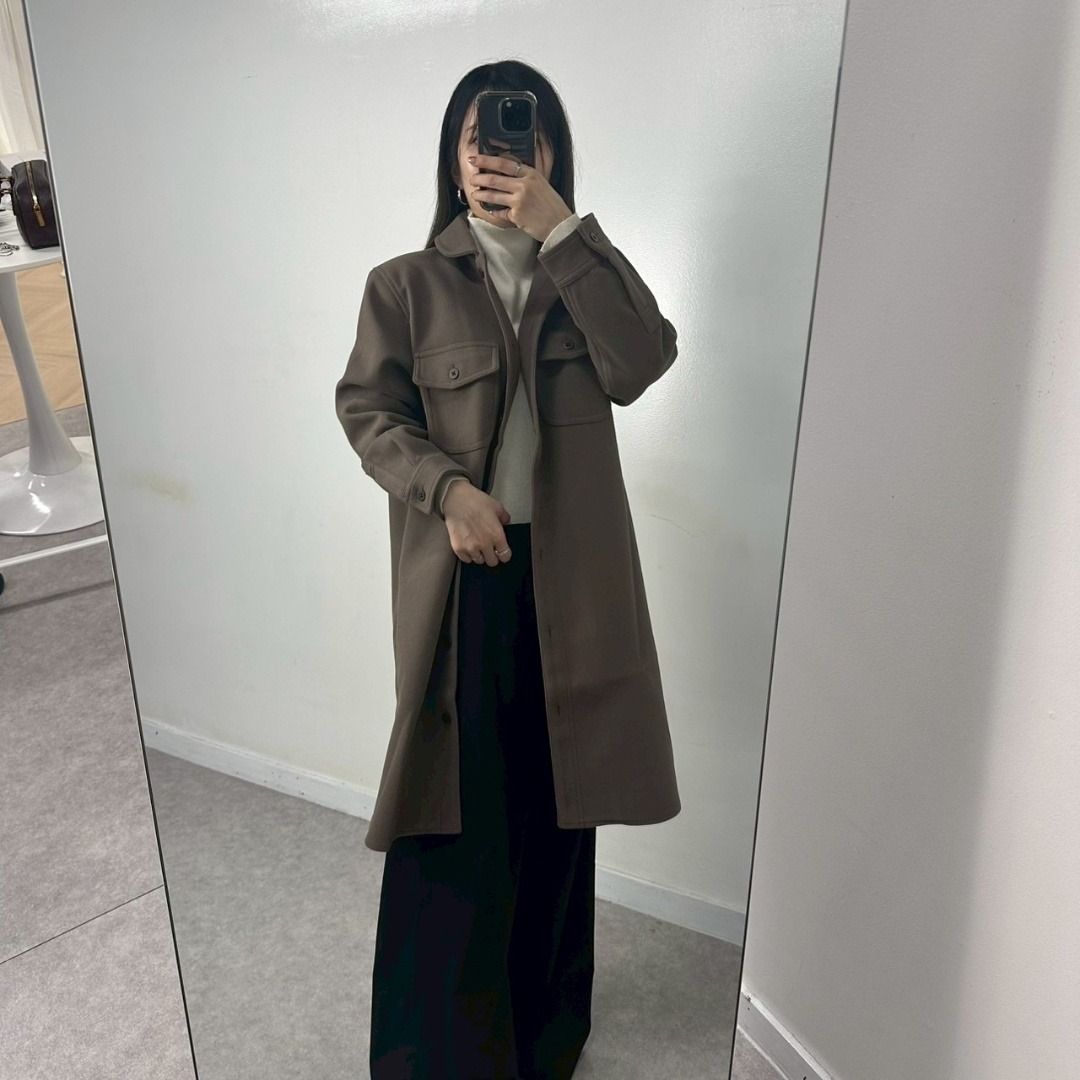 美品✨️【ZARA BASIC ジャガード織り ノーカラーコート 】ザラ ZARA 