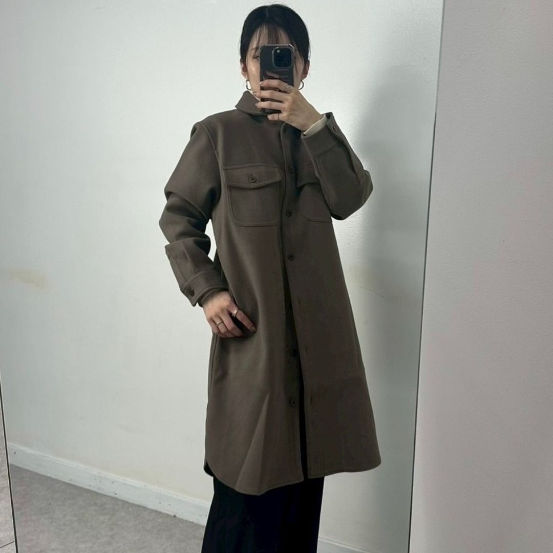 美品】ルシェルブルー ビッグカラー ビッグシルエット ウールロング 